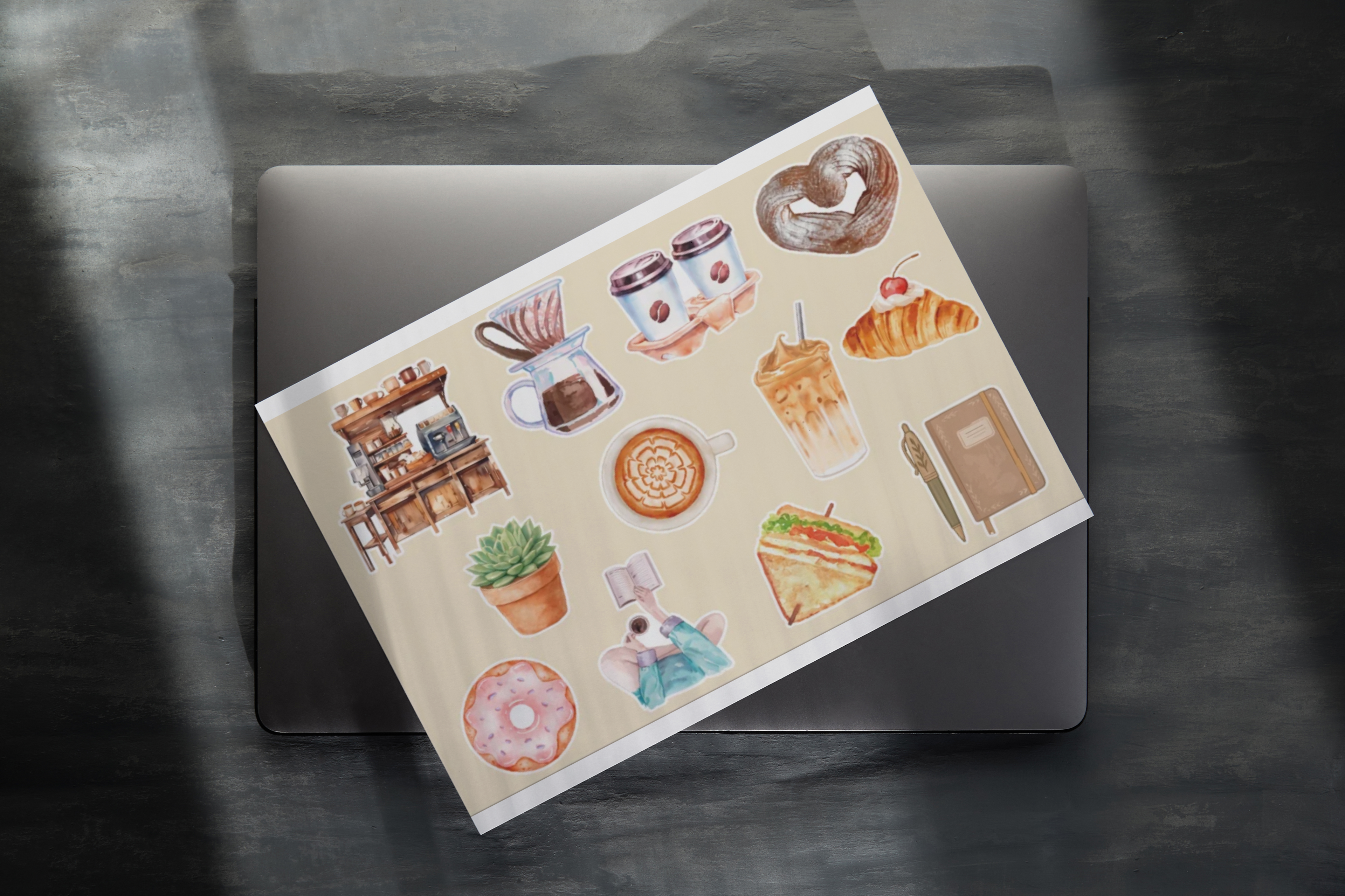 Cozy Café Mornings Sticker Sheet |  8.5 x 5.5