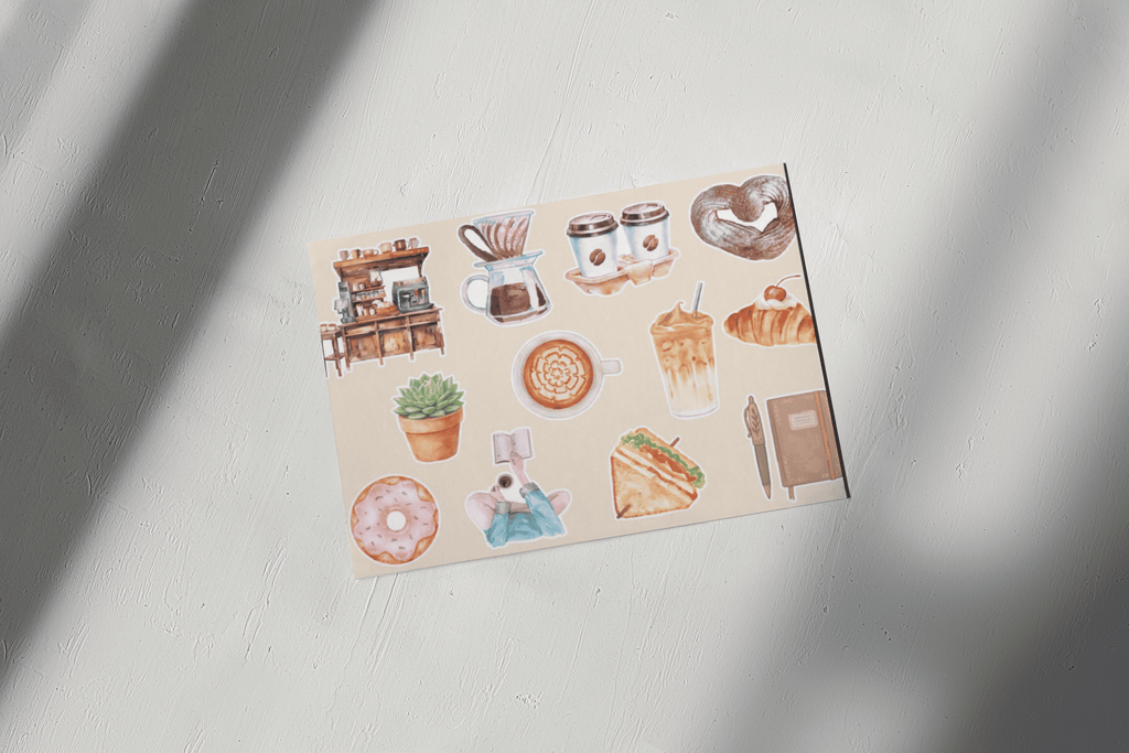 Cozy Café Mornings Sticker Sheet |  8.5 x 5.5