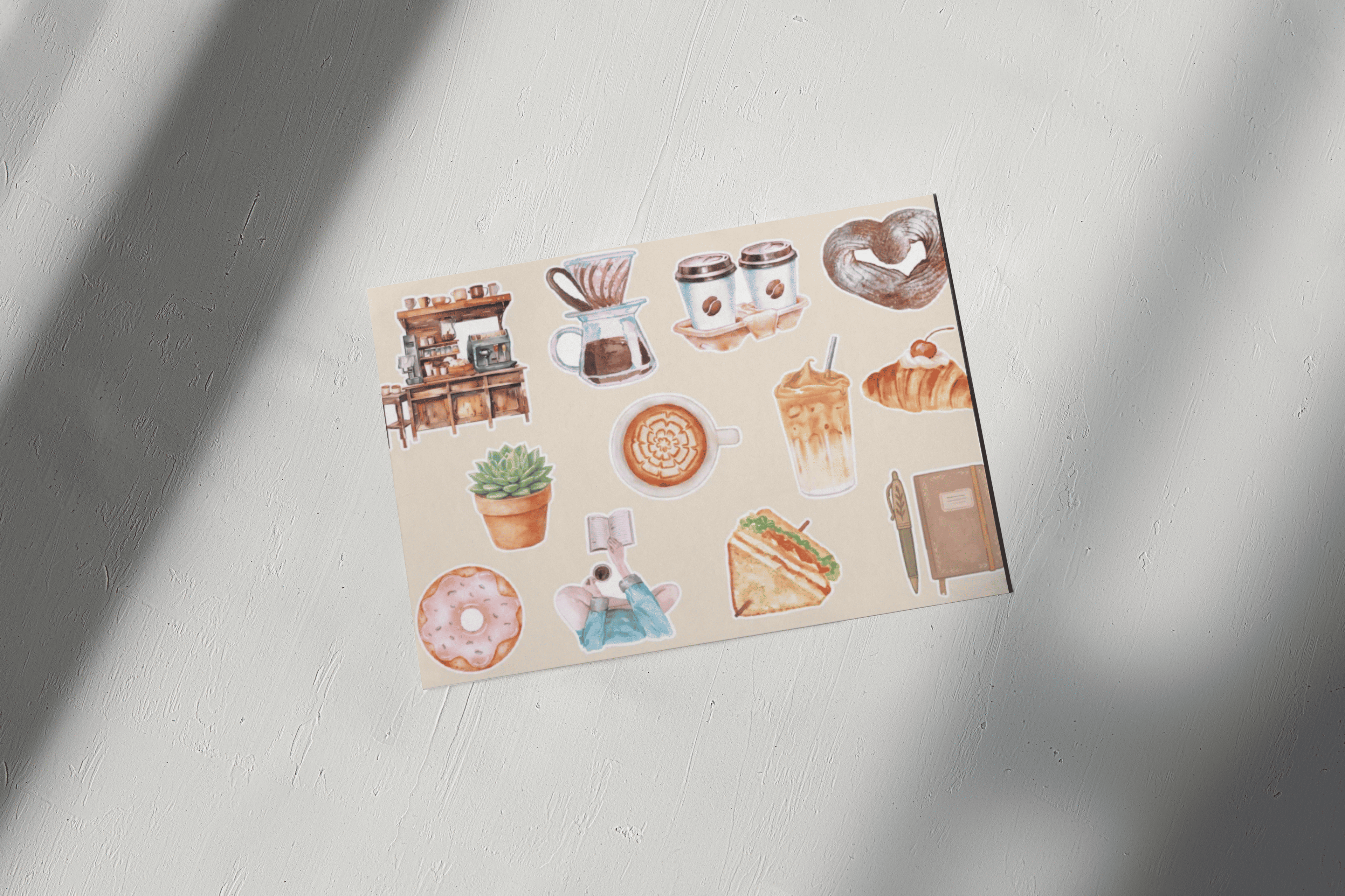 Cozy Café Mornings Sticker Sheet |  8.5 x 5.5