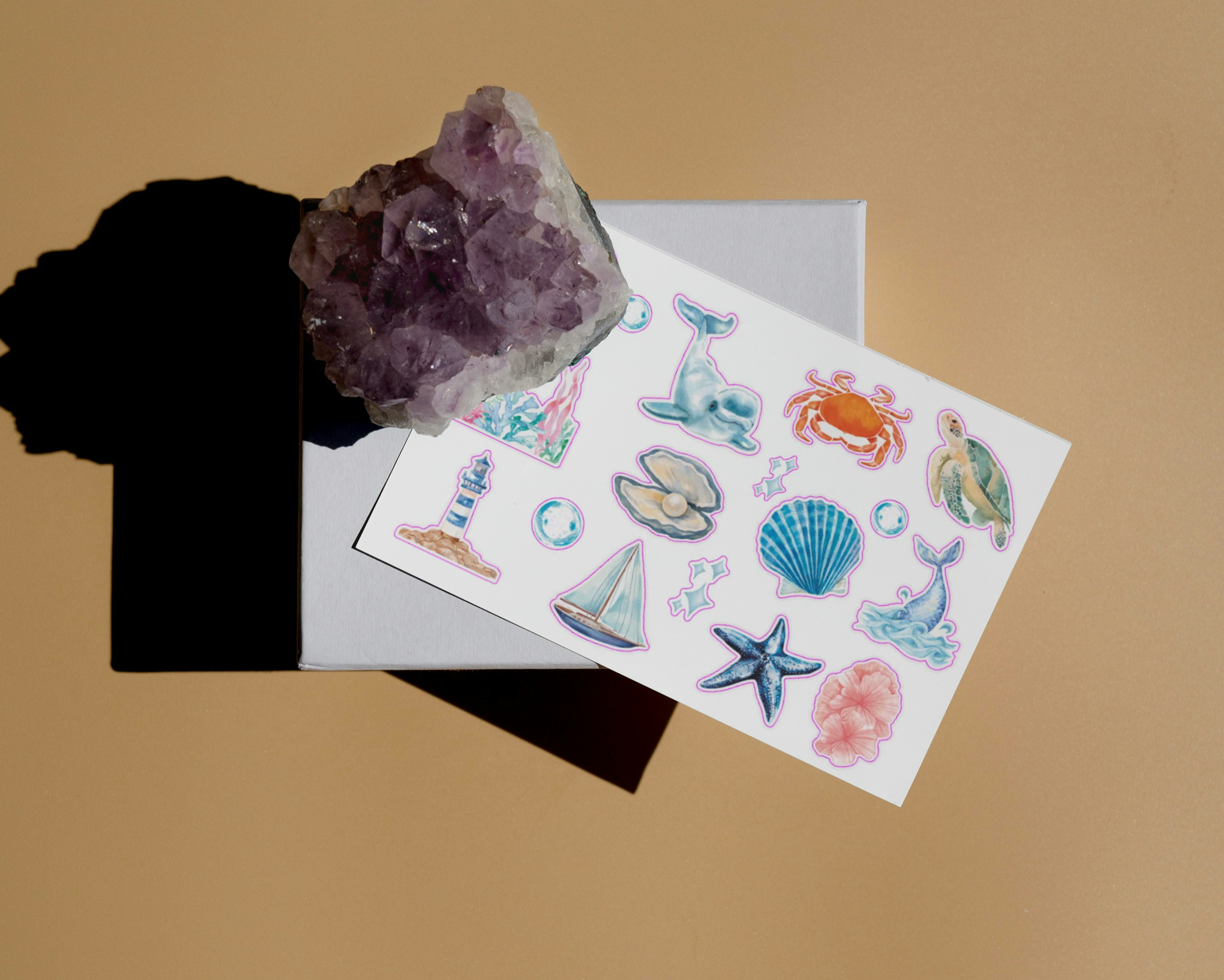 Beachy Ocean Watercolor Sticker Sheet