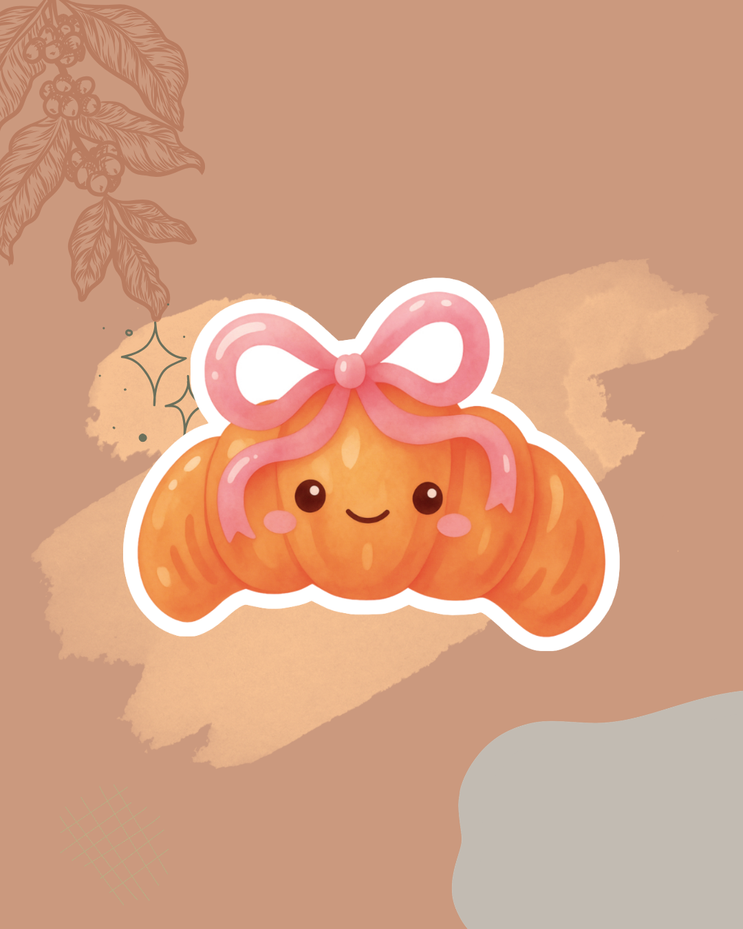 Happy Croissant Watercolor Sticker | Cute Bakery Vinyl Sticker