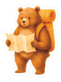 Adventure Bear Sticker | Cute Camping Bear Die Cut | Canadian Outdoors Watercolor | Eco Matte Waterproof Laptop Sticker | Hiking Gift