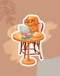 Study Pup Watercolor Sticker | Cozy Study Dog Vinyl Sticker