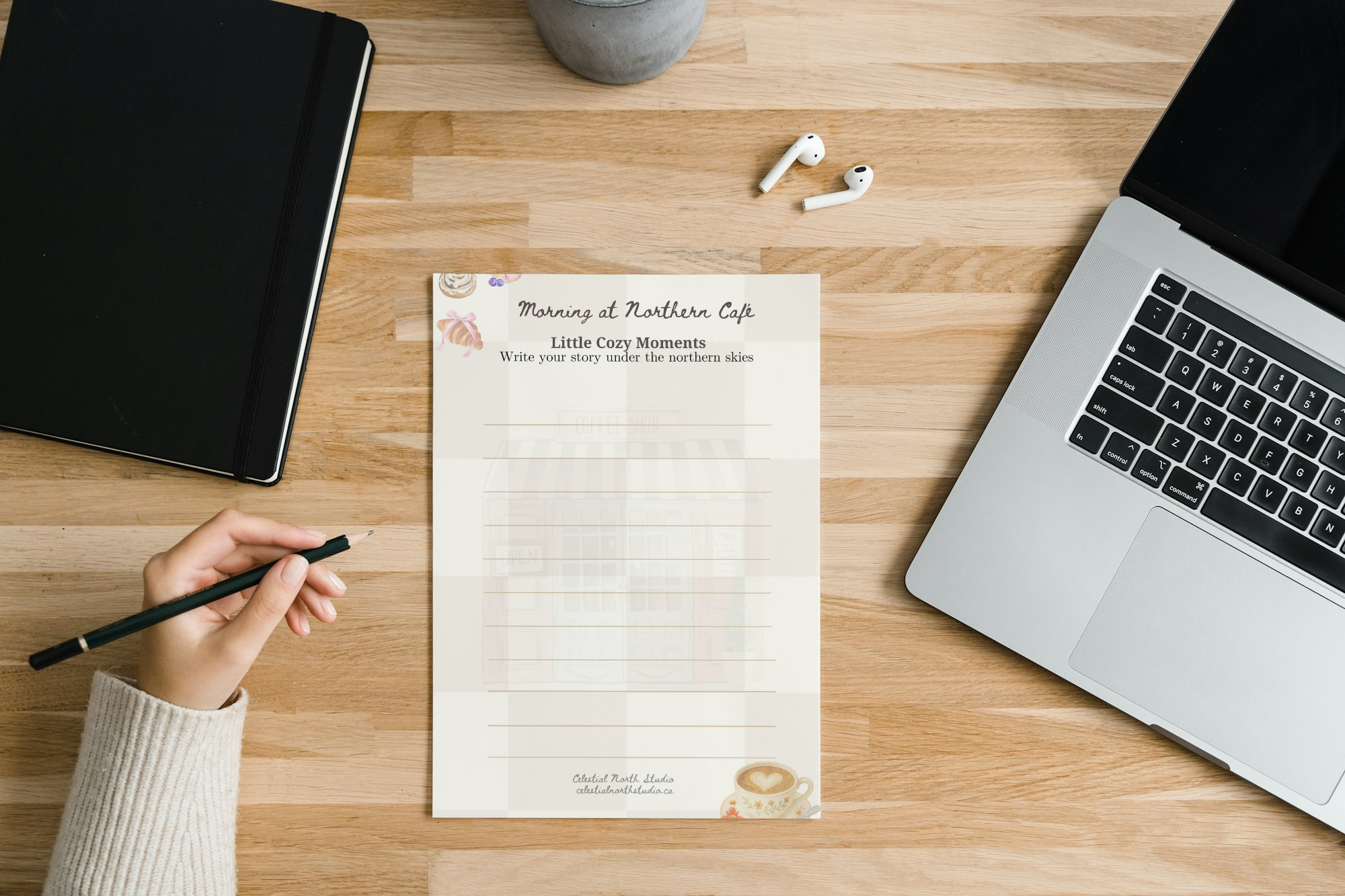 Morning at Northern Café Notepad | Little Cozy Moments™ | 4" × 6" Tear-Off Writing Pad